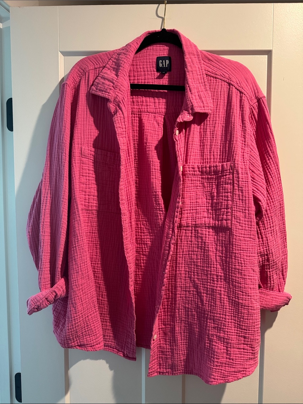 GAP hot pink linen button down